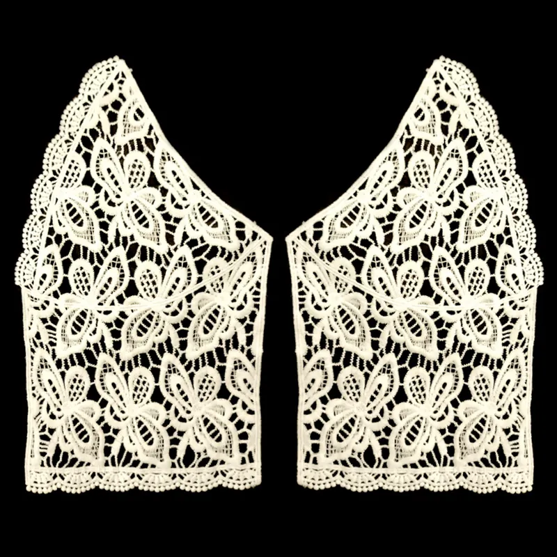 Milk Silk Embroidered Lace Patch Symmetrical Butterfly Hollow Out Lace Applique For Women Clothing Decoration DIY Accessories