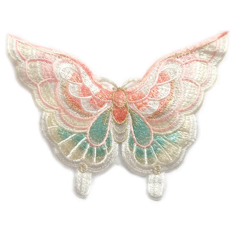 Ethnic Style Butterfly Flower Embroidery Patch Colorful Lace Organza Applique For DIY Clothing Underwear Sewing Accessories