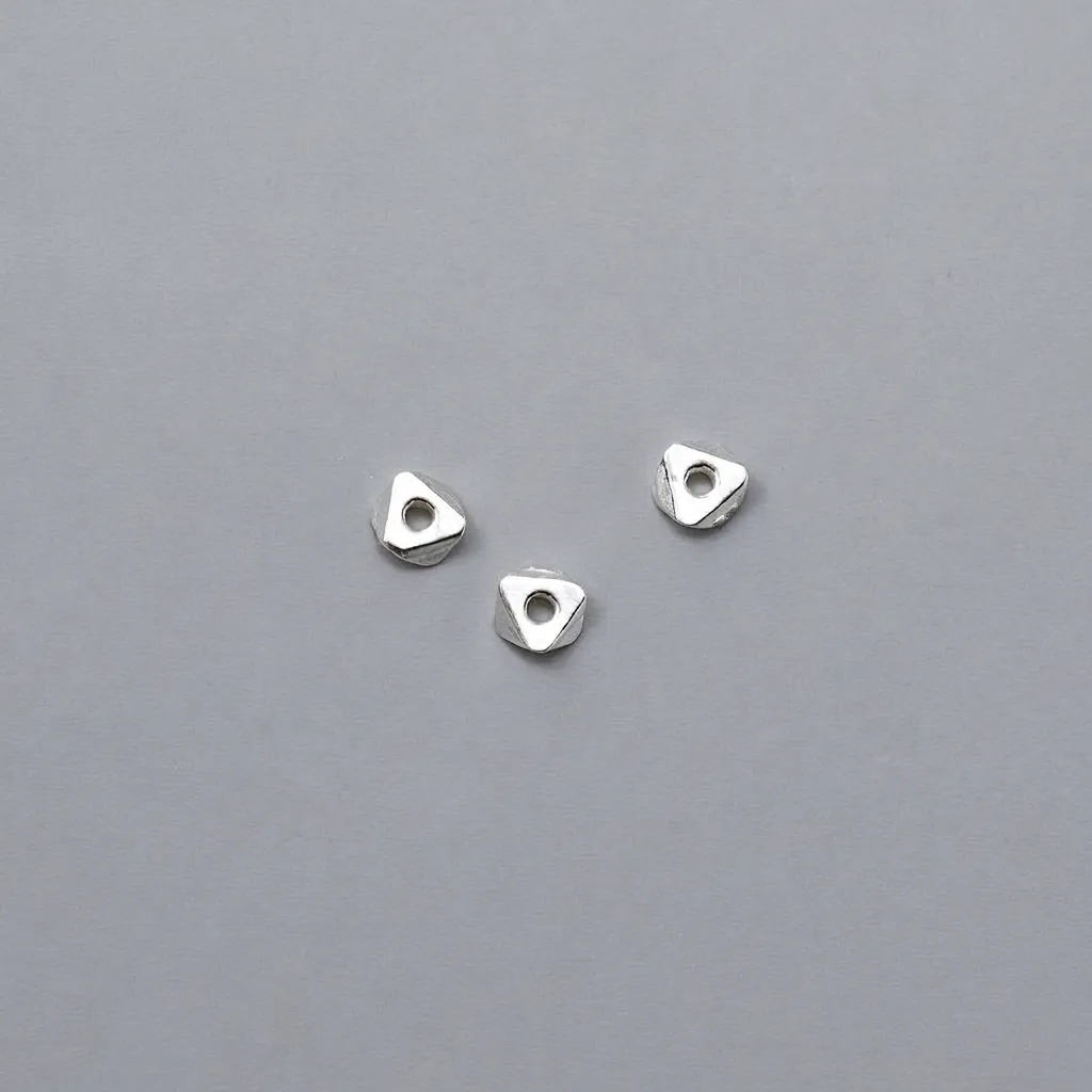 925 Sterling Silver Geometric Triangle Spacer Beads Beveled Silver Loose Beads For DIY Bracelet Necklace Making Handmade Jewelry Components