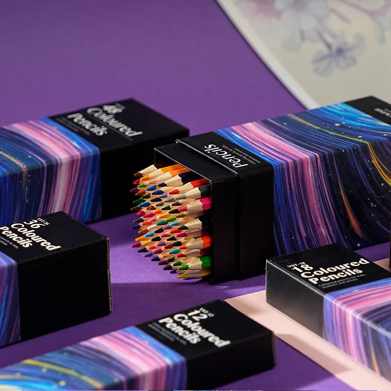 Professional Oil Based Colored Pencils For Drawing And Sketching Artistic Star Trails Design Wood Pencils For Artists Students Kids Painting