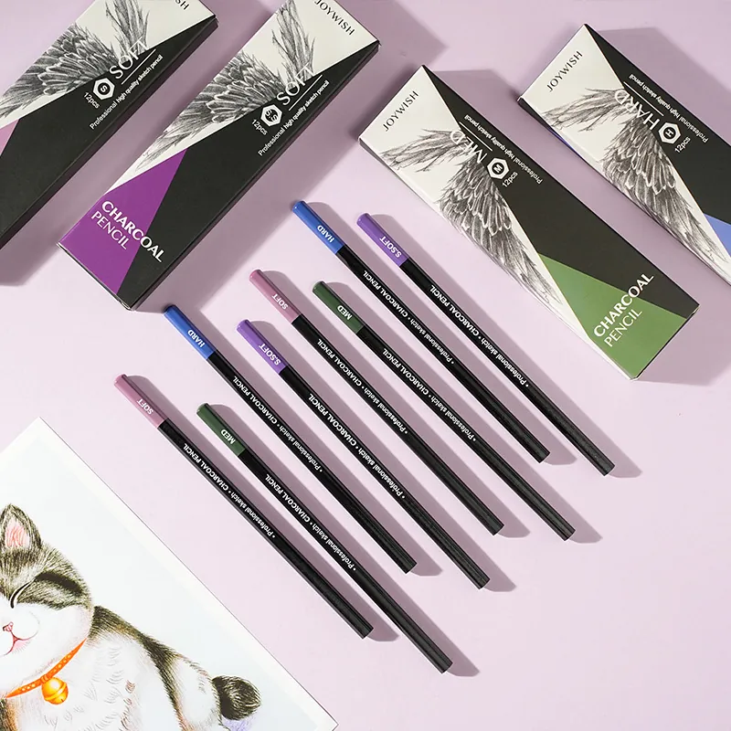 Professional Drawing Wood Charcoal Pencils For Sketching Artist Carbon Graphite Pencils For Students Art Supplies