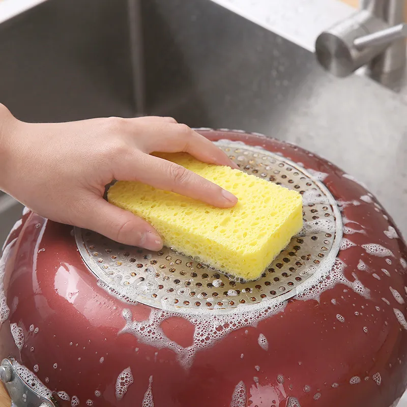 Wood Pulp Sponge Dishwashing Sponge Kitchen Cleaning Scraper Thickened Absorbent Decontamination Sponge Wipe Cookware Cleaning