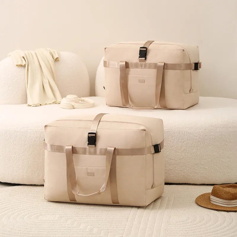 Large Capacity Foldable Travel Bag Recycled Polyester Boarding Bag With Suitcase Strap Dry Wet Separation Multipurpose Duffel Bag For Men Women