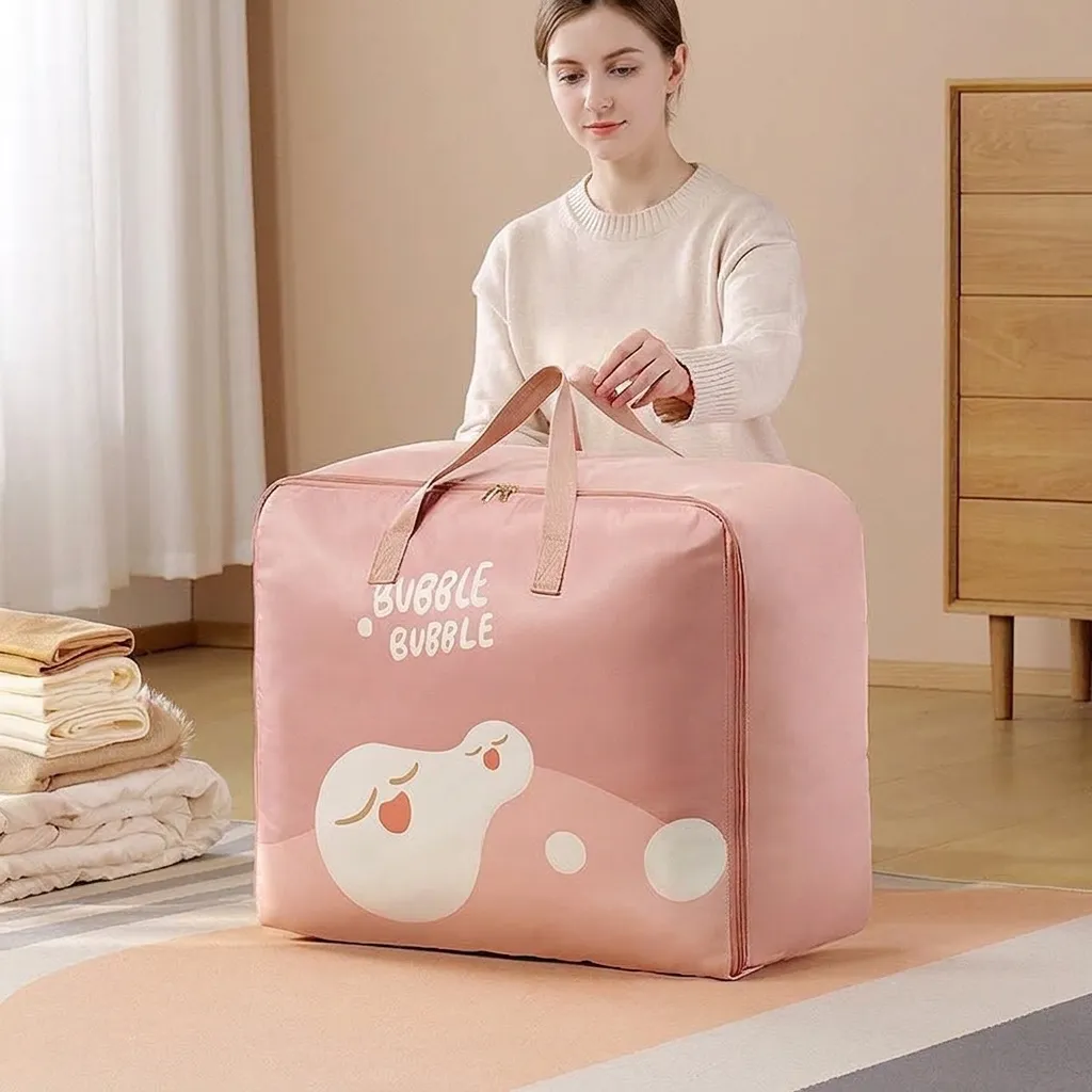 Cartoon Large Capacity Oxford Cloth Quilt Storage Bag Nursery Bedding Moving Luggage Bag Waterproof Organizer With Handle