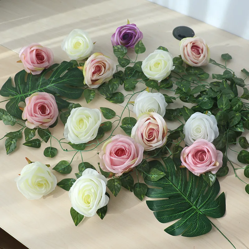 Testa di Fiore di Rosa Arricciata di Simulazione Fiori di Tessuto Simil Seta Artificiale per Matrimonio Parete Arco Festa Casa DIY