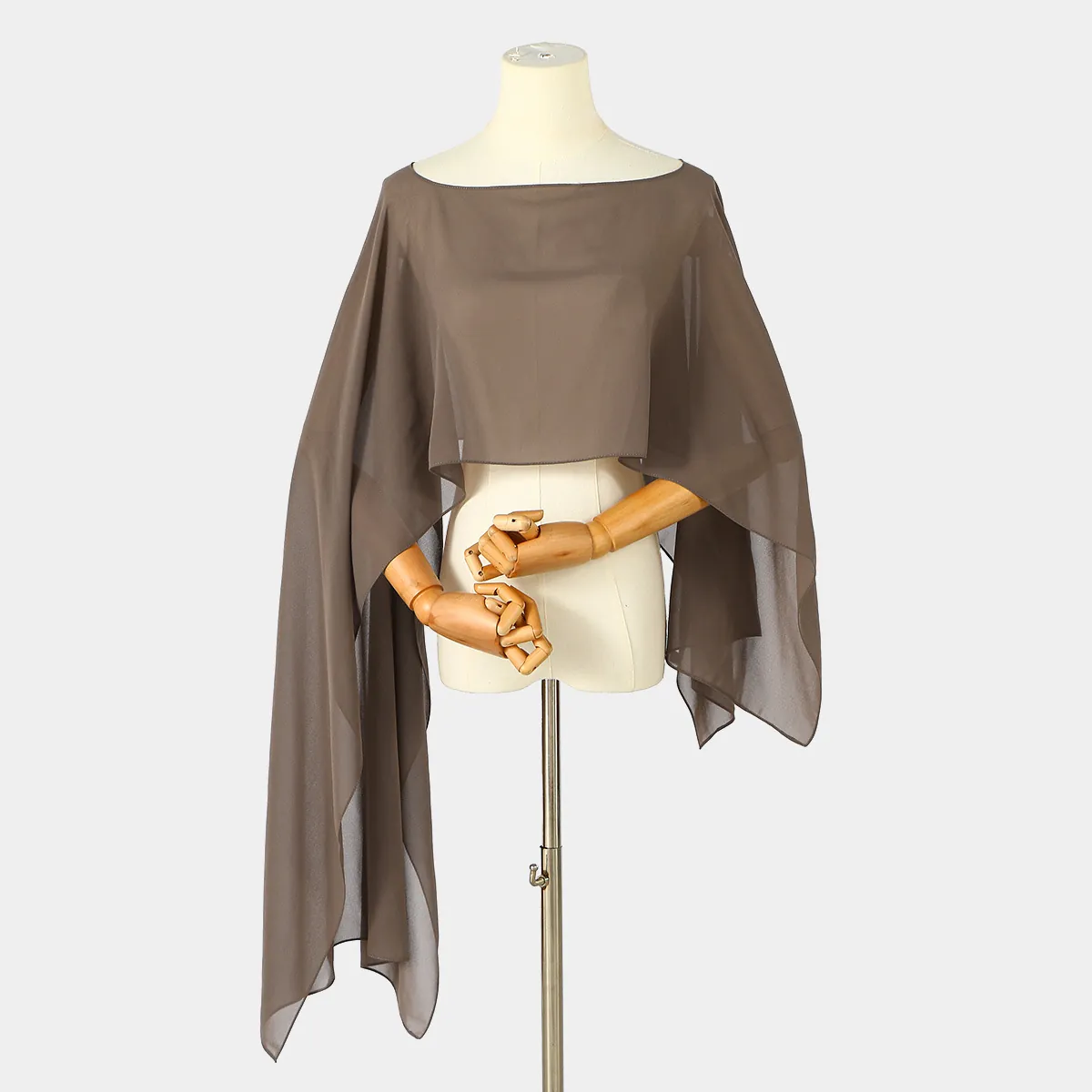 Châle en Mousseline de Couleur Unie pour Femmes Cape Mode Col Rond Léger Élégant Respirant pour Mariage Fête Accessoires
