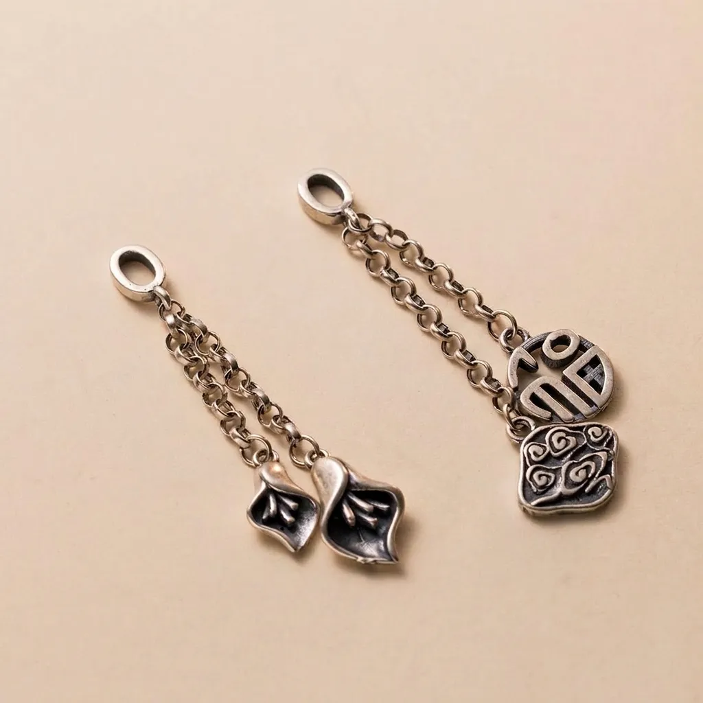 925 Sterling Zilver Vintage Lotusblad Kwastje Hanger DIY Armband Sieraden Maken Benodigdheden Fu Karakter Bedeltje