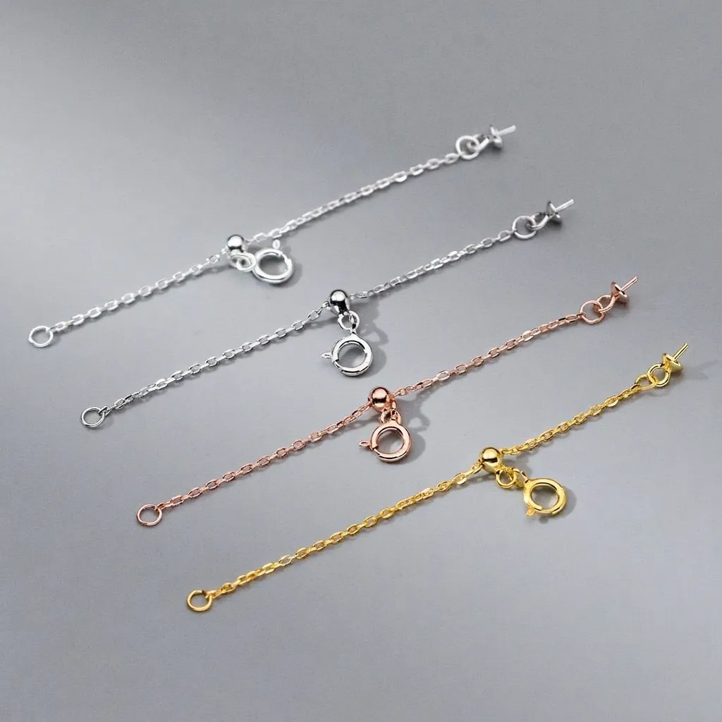 925 Sterling Silver Cross Chain Extender Adjustable Tail Chain DIY Jewelry Findings For Necklace Bracelet Making Accessories