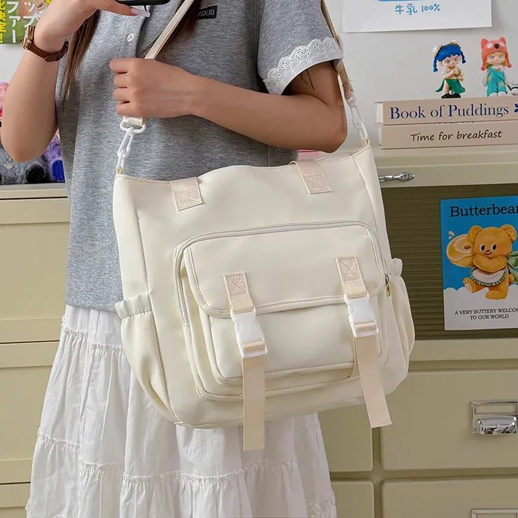 Bolsa Tote de Nailon de Gran Capacidad para Estudiantes Chicas de Secundaria Mochila Escolar Versátil Estilo Academia