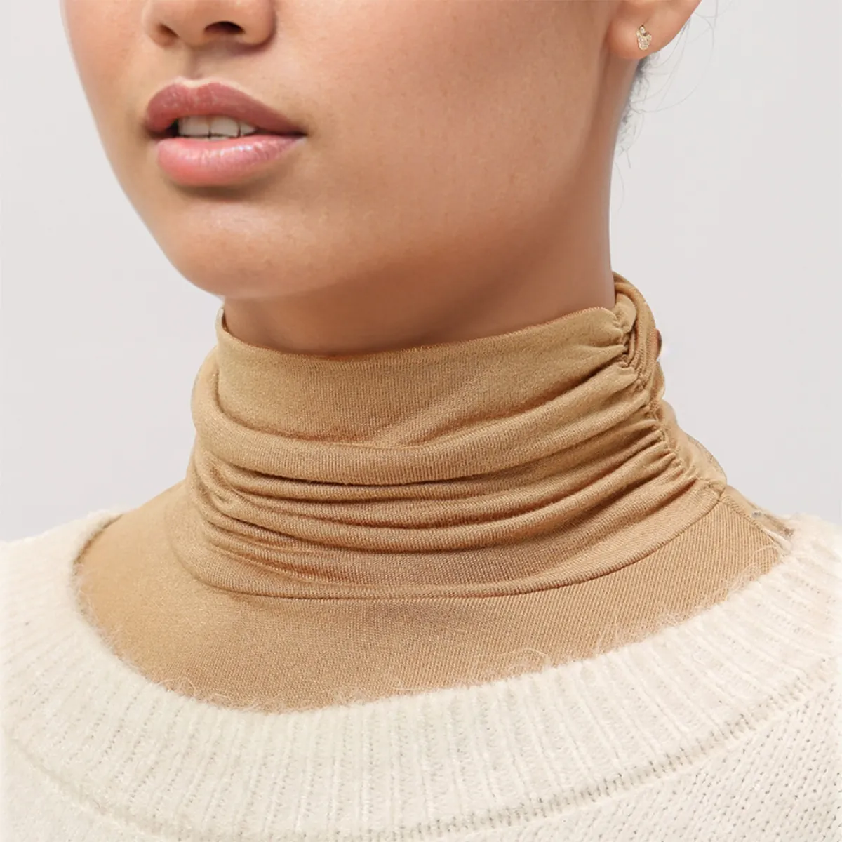 Women Knitted Mock Neck False Collar Autumn Winter Solid Color Polyester Dickey Collar Warm Neck Guard Inner Base Layer