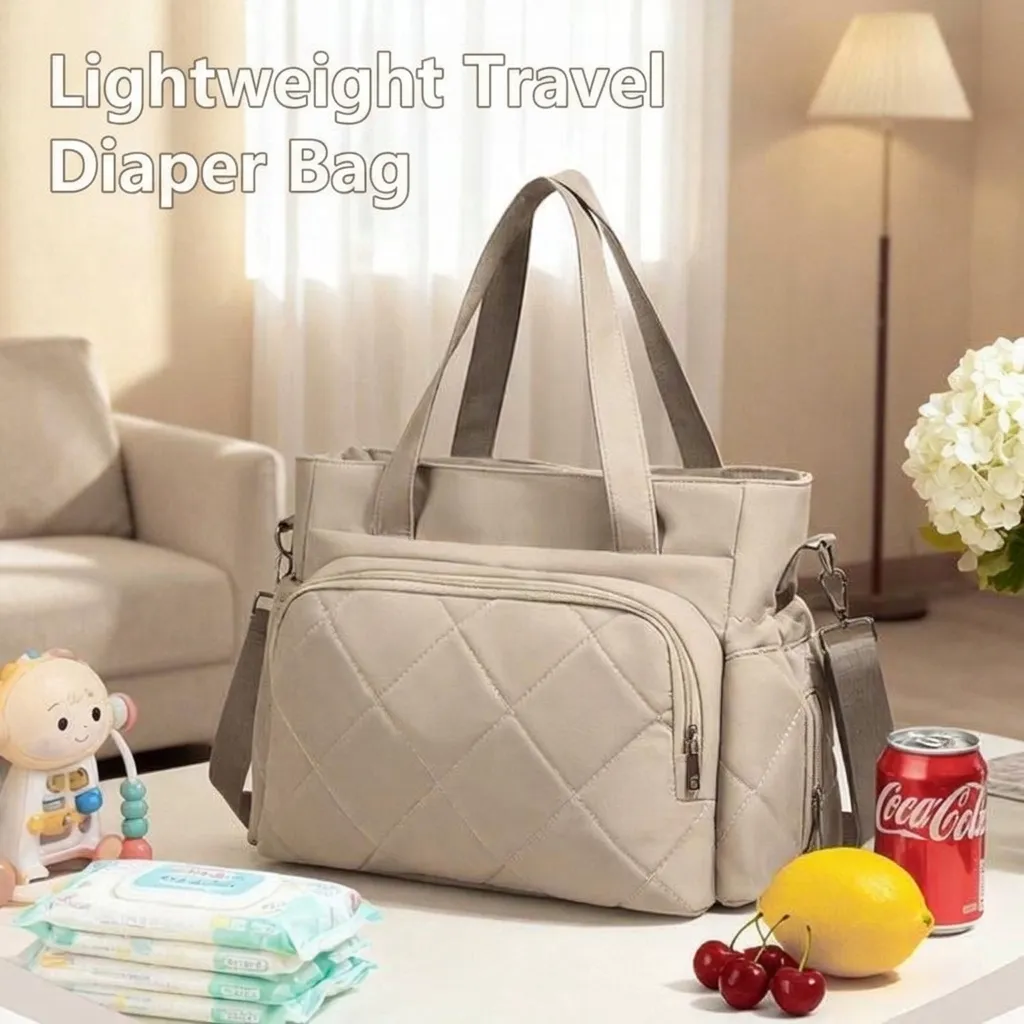 Quilted Nylon Diaper Bag Multi-functional Mummy Handbag Large Capacity Thermal Insulation Travel Shoulder Bag For Women Mother Baby Bag