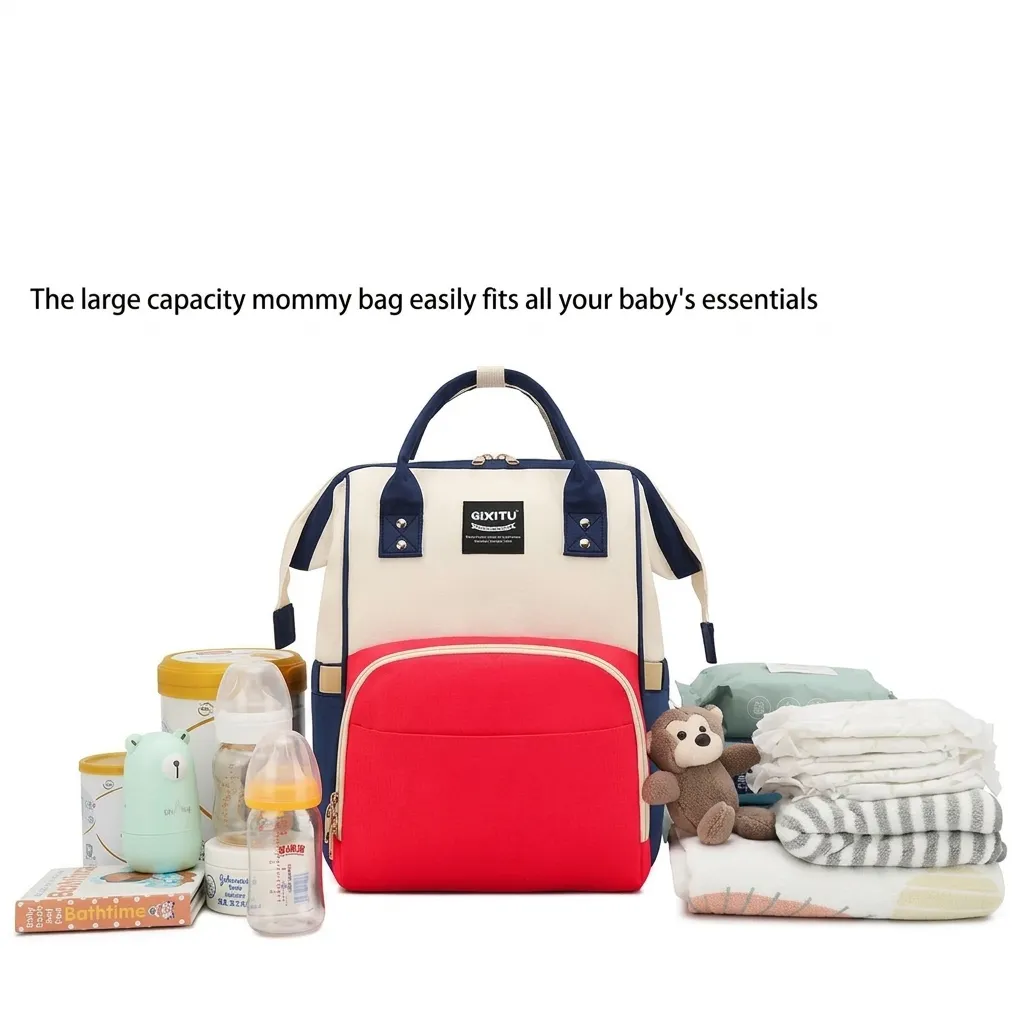 Multifunctionele Luierstas Rugzak Grote Capaciteit Oxford Doek Contrastkleur Moeder Baby Reistas Met Kinderwagenriemen