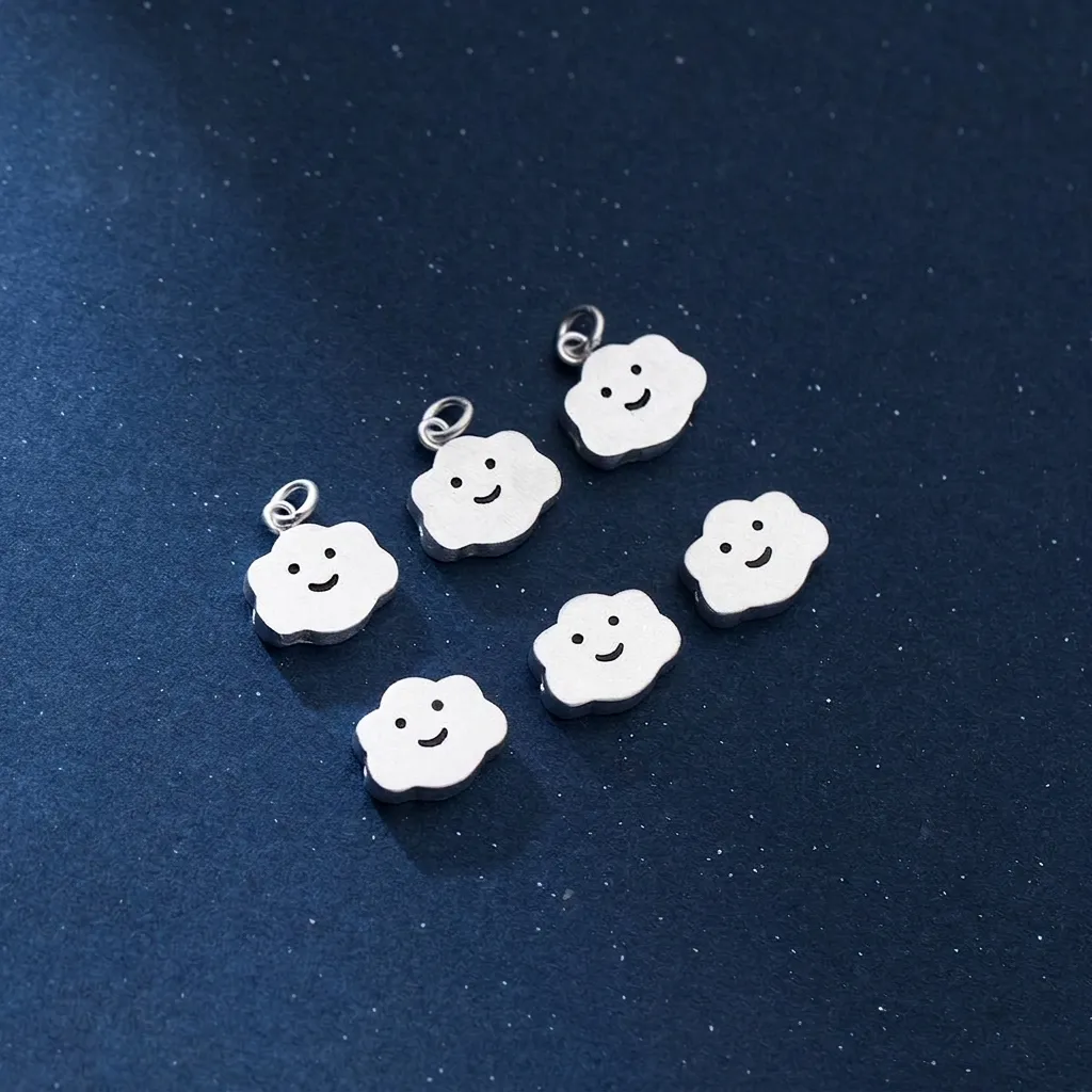 925 Sterling Zilver Lachend Wolk Bedeltje Verguld DIY Sieraden Maken Accessoire Voor Armband Ketting Vrouwen Minimalistisch