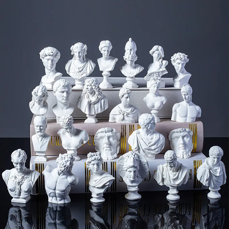 Mini Greek Mythology Figure Statue David Venus Apollo Bust Sculpture Resin Ornaments For Home Decor Art Sketching Props