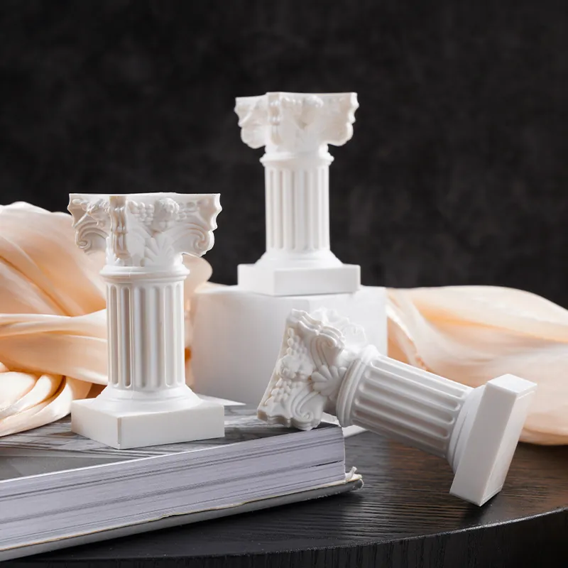 Nordic Plastic Roman Column Candle Holder European Retro Desktop Ornament Photography Props Wedding Party Decor