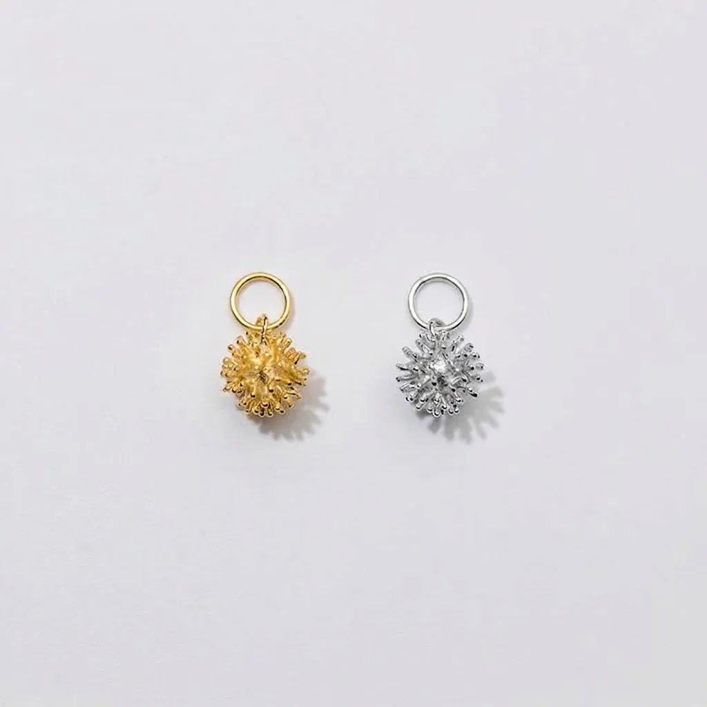 Ciondolo a Forma di Riccio di Mare in Argento Sterling 925 Placcato Oro Argento Personalizzato Fai da Te Accessorio Gioielli