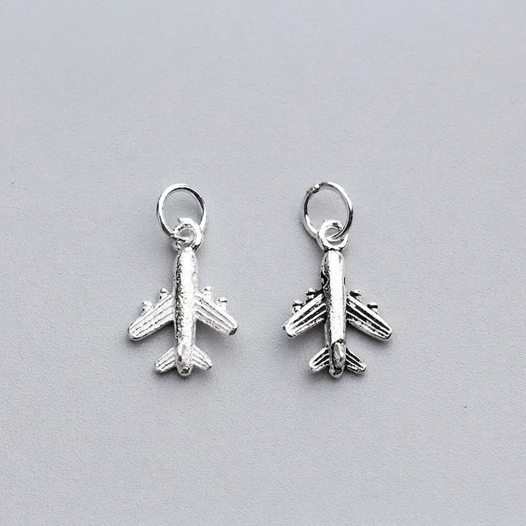 Colgante de Avión Vintage de Plata de Ley 925 Dije de Avión Retro para Creación de Joyas DIY Accesorio de Plata Oxidada