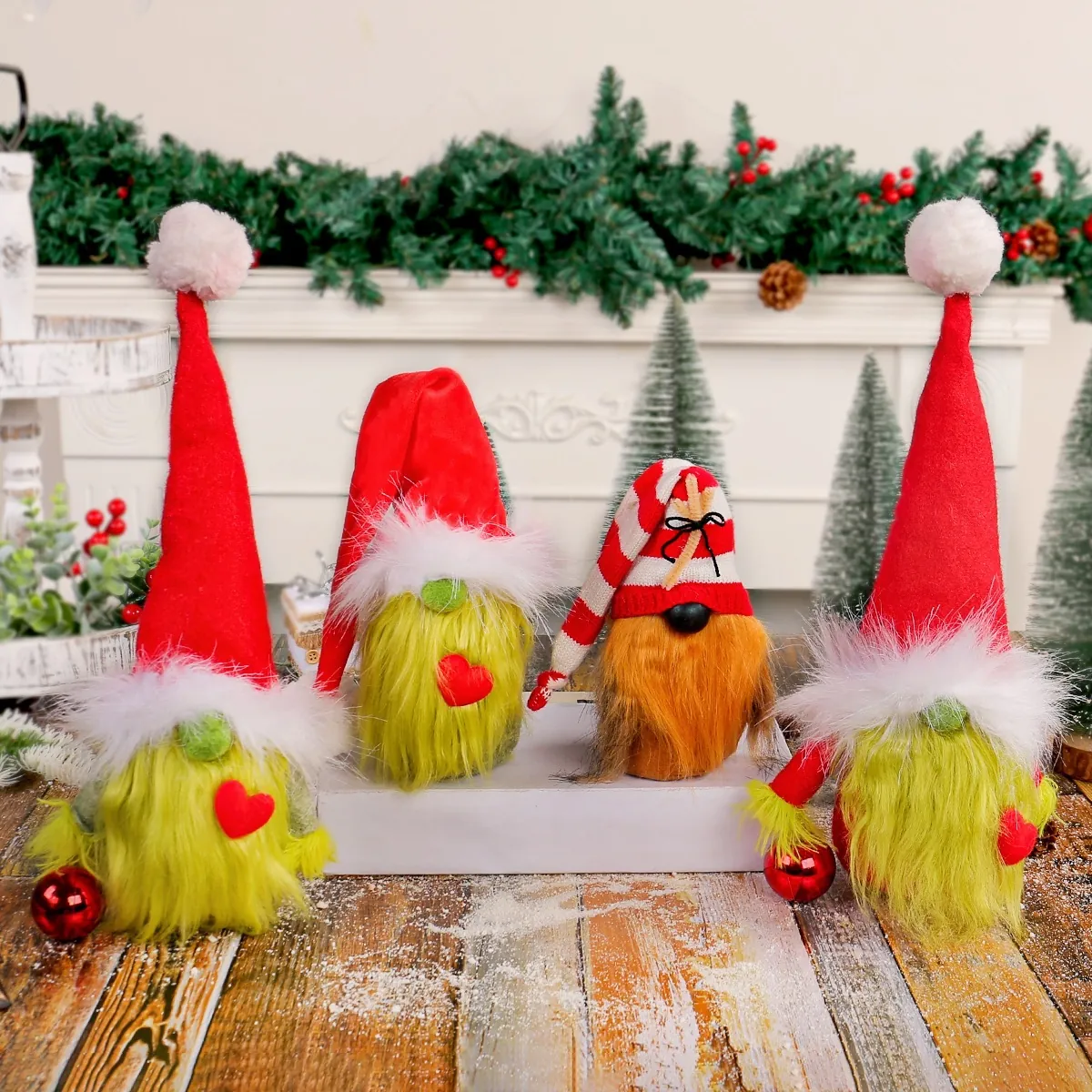 Decoración de Muñeca Sin Rostro de Gnomo de Navidad Corazón Rojo Adorno de Mesa de Felpa Tomte Sueco para Decoración de Fiesta en el Hogar de Navidad
