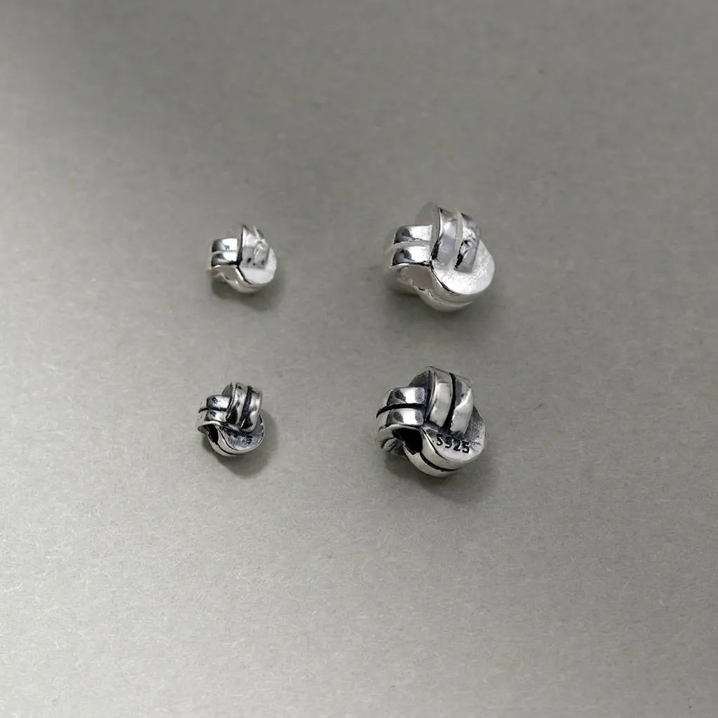 Perles Intercalaires Tissées à Nœud Triangulaire en Argent Sterling 925 Style Vintage Oxydé Accessoires de Bijoux DIY