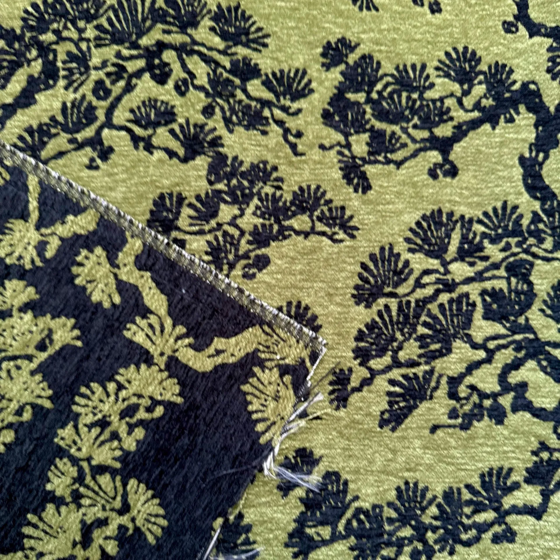 Tessuto Jacquard di Ciniglia con Albero di Pino Vintage Tessuto Tinto in Filo di Poliestere per Cuscino Divano Arredamento