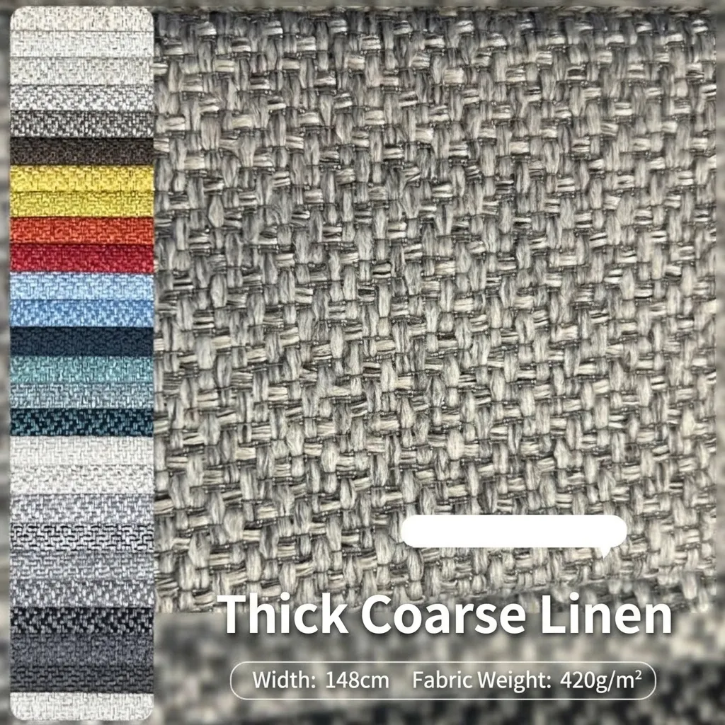Tela de Tapicería Estilo Lino Grueso Engrosada Poliéster Color Sólido Ligamento Tafetán Textil Para Sofá Cojín Hogar