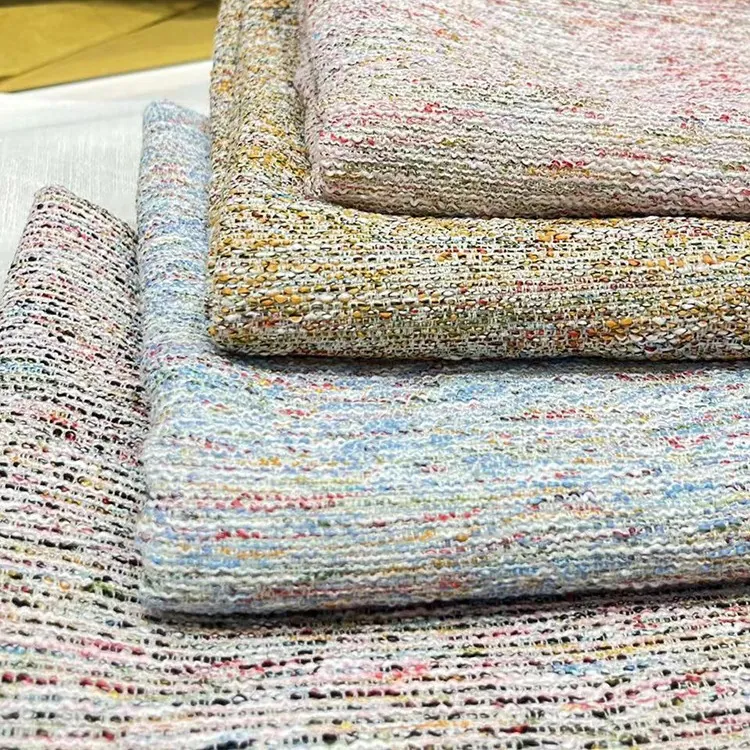Tissu Tweed Coloré Style Petit Parfum Coton Lin Tissu Ameublement Épaissi Pour Sacs Vêtements Coussins Canapé Couture DIY