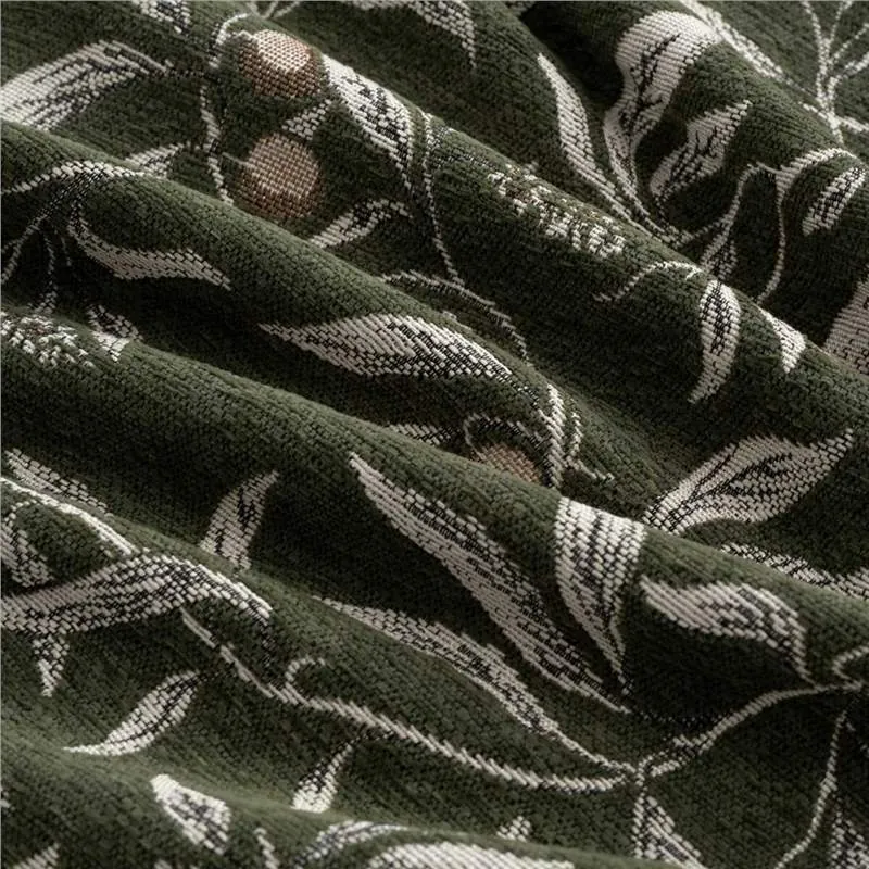 Vintage Luxury Polyester Chenille Jacquard Upholstery Fabric Botanical Leaf Pattern Table Curtain Sofa Decoration Material