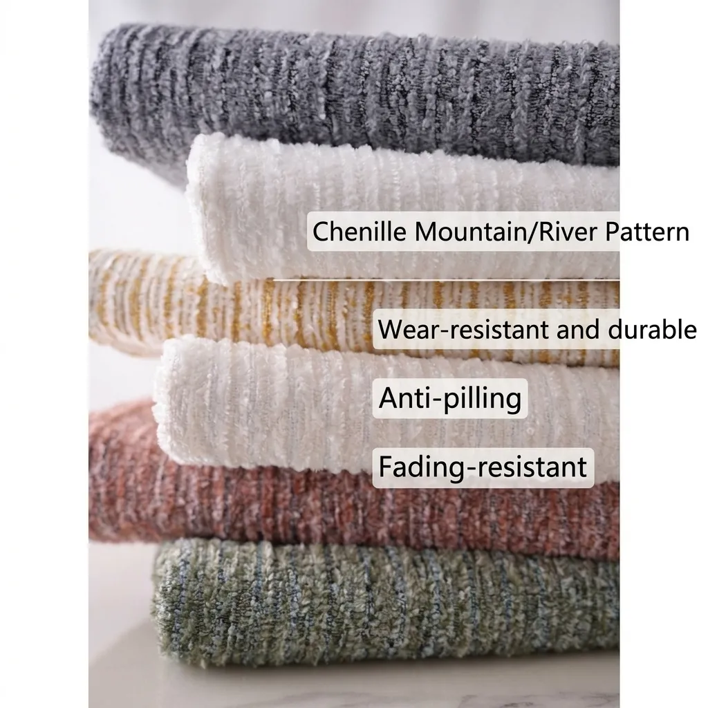 Thick Chenille Bouclé Upholstery Fabric Mountain Texture Heavy Weight Polyester Home Furniture Sofa Cushion Cover Material Fabric By Meter