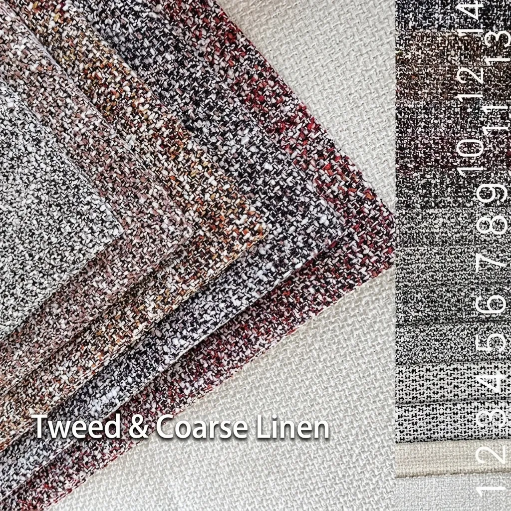 Durable Tweed Burlap Fabric For Sofa Cushion Pet Mat 100 Percent Polyester Yarn Dyed Textured Upholstery Fabric For Home Furniture Decoration