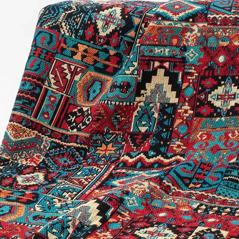 Retro Ethnic Style Jacquard Fabric Thickened Polyester Bohemian Geometric Pattern Fabric For Sofa Tablecloth Clothing DIY