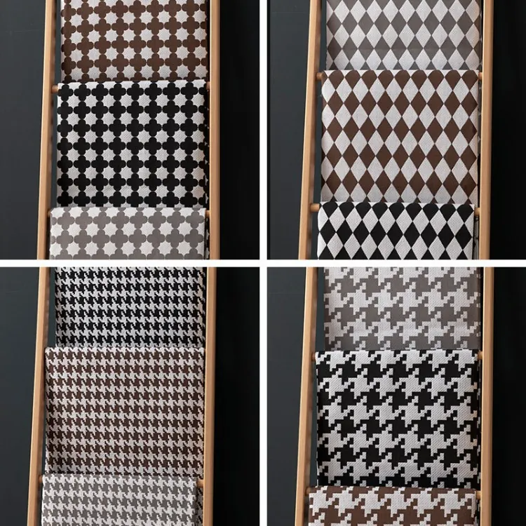 Thickened Polyester Jacquard Upholstery Fabric Yarn Dyed Houndstooth Argyle Clover Pattern Fabric For Sofa Cushion Pillow Craft DIY Home Decor