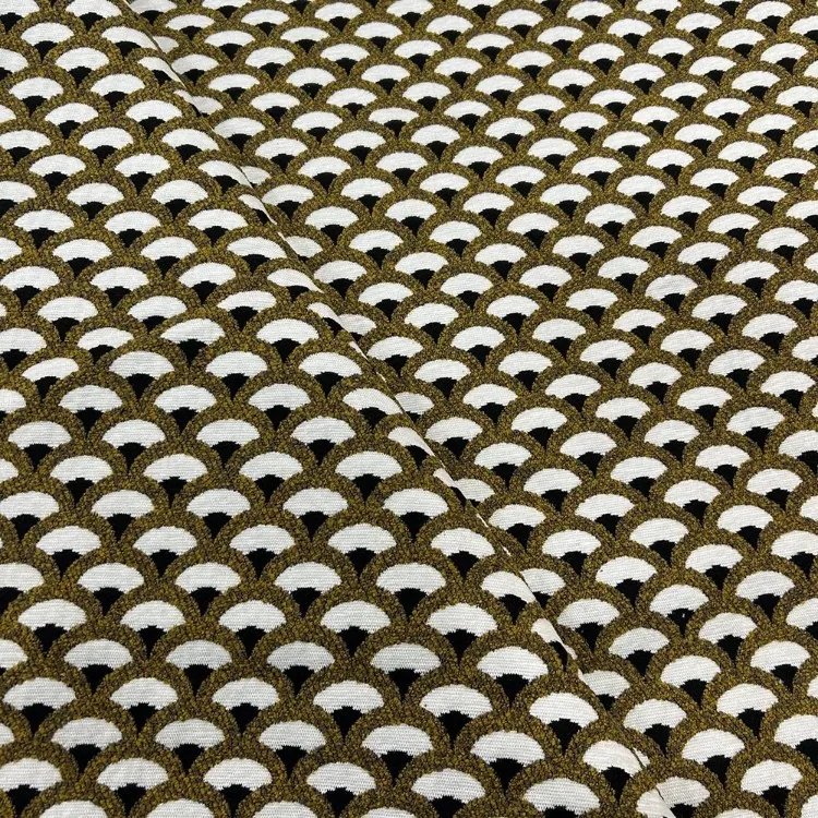 Vintage Gember Schulppatroon Chenille Stof Voor DIY Kussen Bank Stoffering Mid-Century Retro Jacquard Huisdecoratie Stof