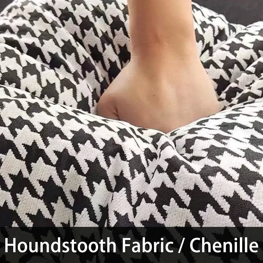 Classic Black White Houndstooth Fabric Chenille Cotton Polyester Woven Fabric For Sofa Cushion Pillow Cover Tablecloth Home Decor