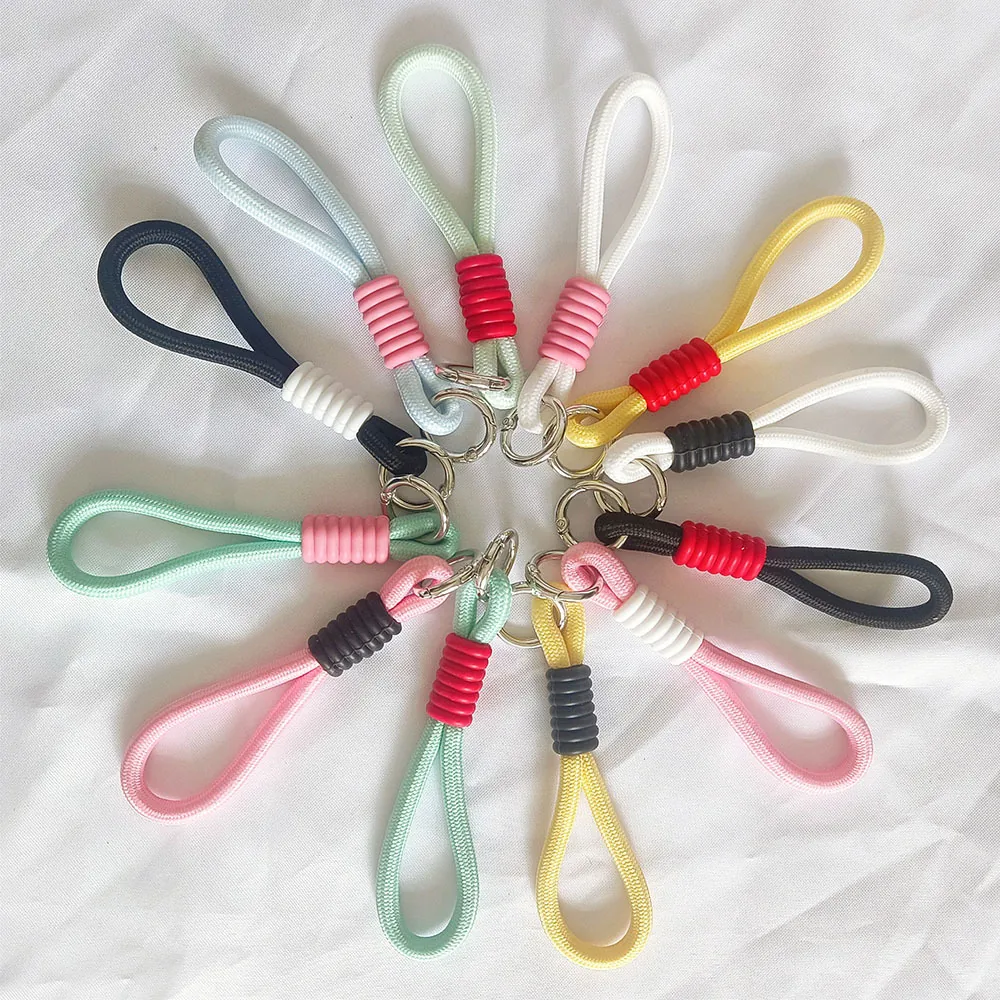 Llavero Creativo de Cuerda Tejida Colorida Correa para Botella de Agua Cordón para Funda de Teléfono de Silicona y Metal para Llaves Bolso