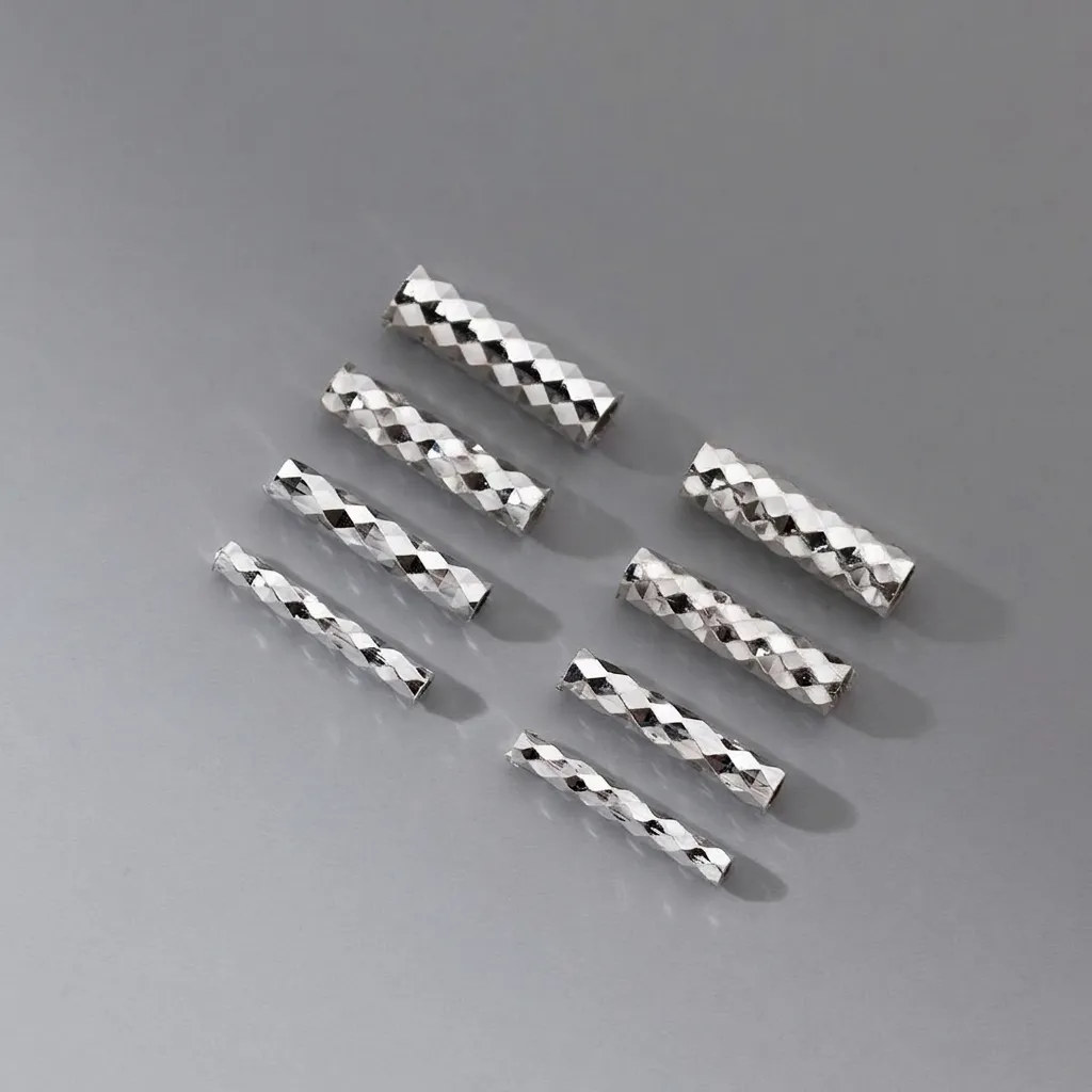 925 Sterling Silver Spacer Tube Beads Diamond Cut Engraved Cylinder Straight Tube For DIY Jewelry Making Bracelet Handmade Accessories