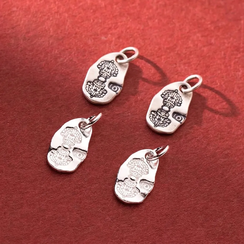 S925 Sterling Silver Vajra Pestle Pendant For DIY Jewelry Making Antique Religious Buddhist Charm For Bracelet Necklace Accessories