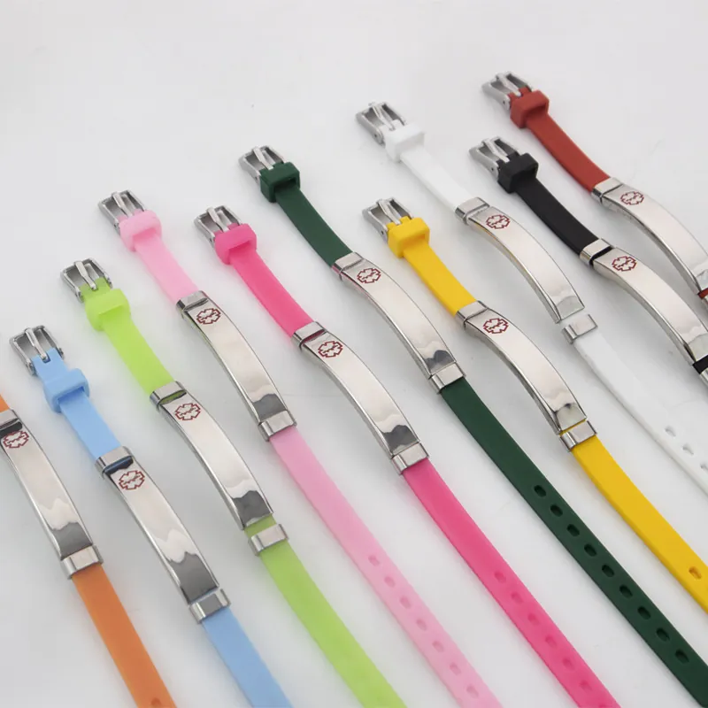 Medizinisches Notfall-ID-Armband Für Kinder Edelstahl Silikon Verstellbares Sport-Notfall-Identifikations-Armband Für Kinder