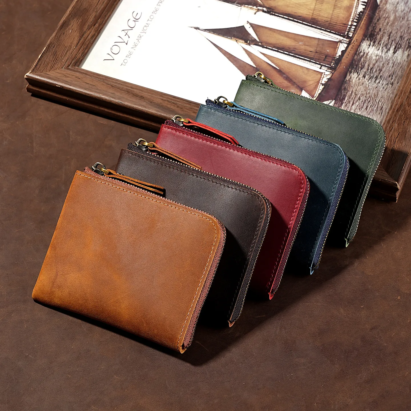 Echtes Crazy Horse Leder Mini Münzbeutel Vintage Reißverschluss Kleines Portemonnaie Kartenhalter Für Herren Damen Retro Tasche