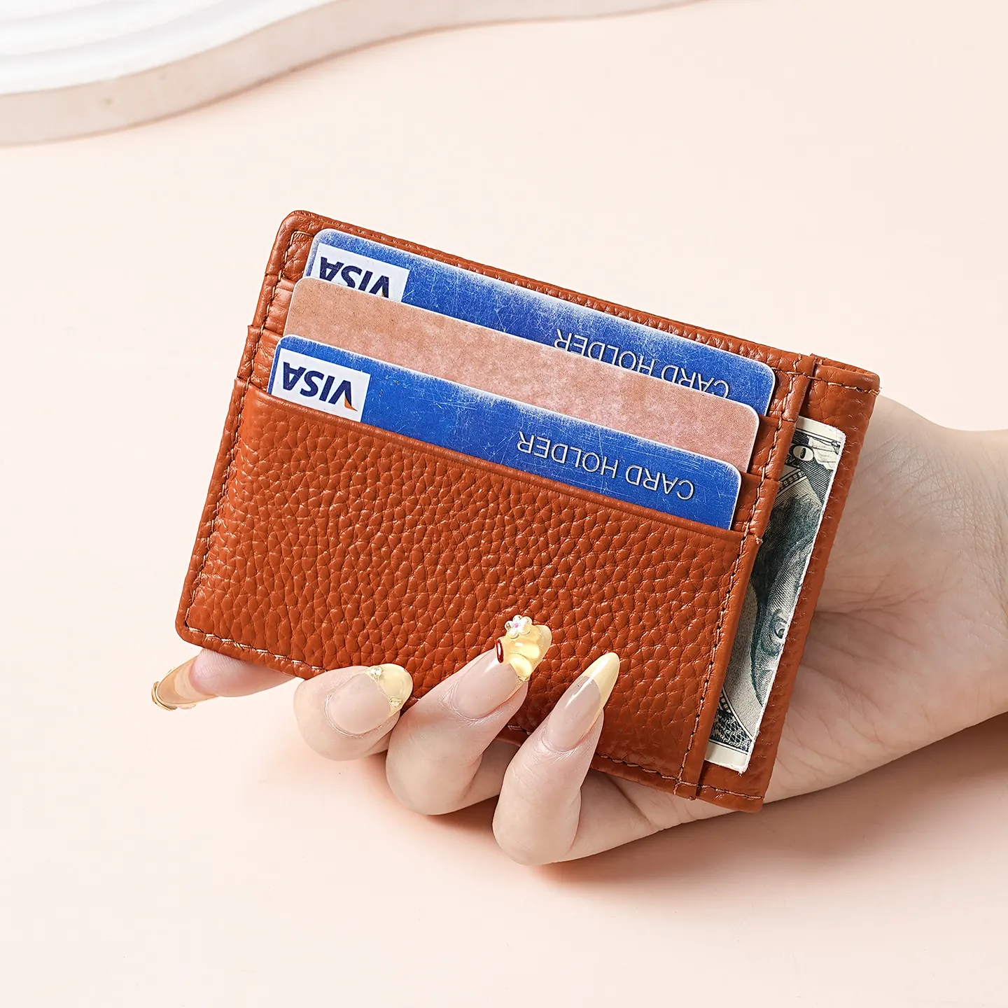 Genuine Leather Driver License Holder Ultra Thin Pebbled Texture Card Case For Men Women Document Wallet Business Card Holder