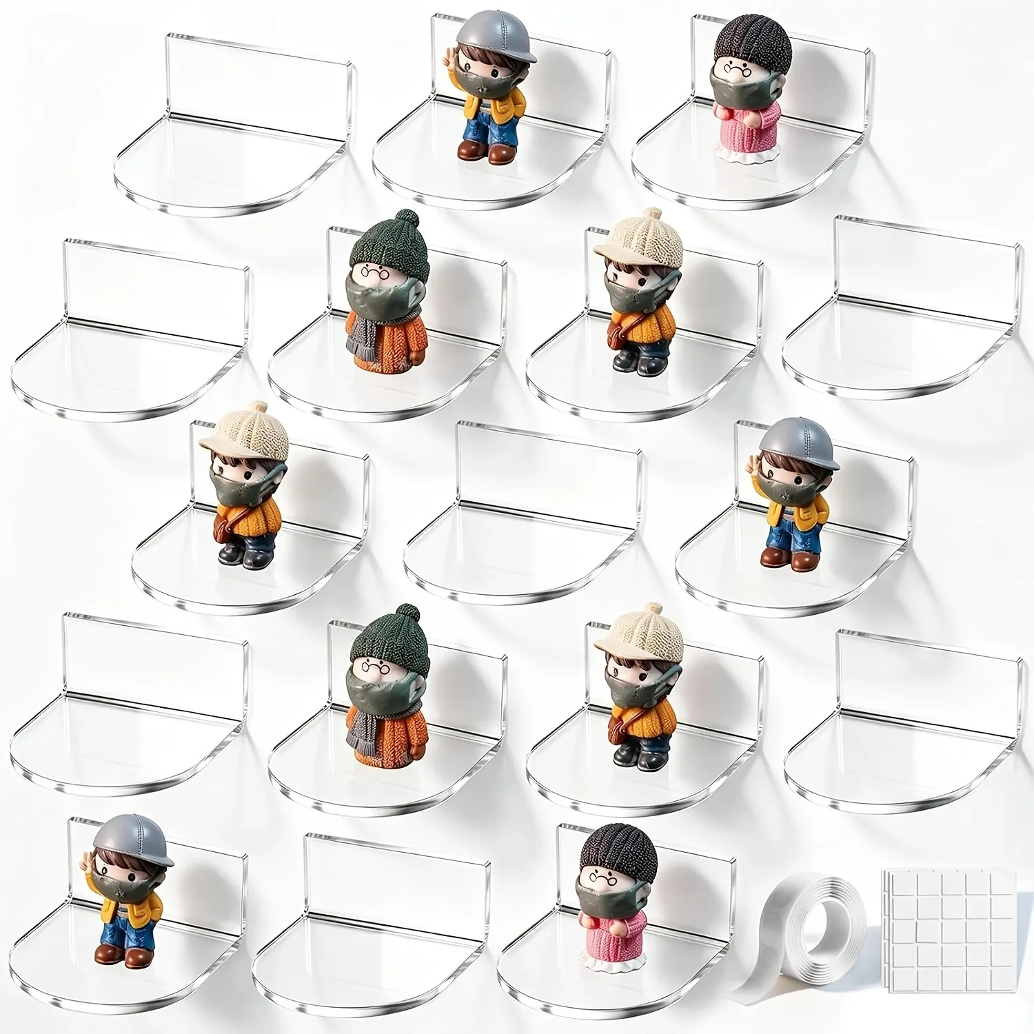 Acrylic Floating Wall Shelves For Mini Figures Blind Box Collectibles Toys Wall Mounted Small Clear Black Display Shelves