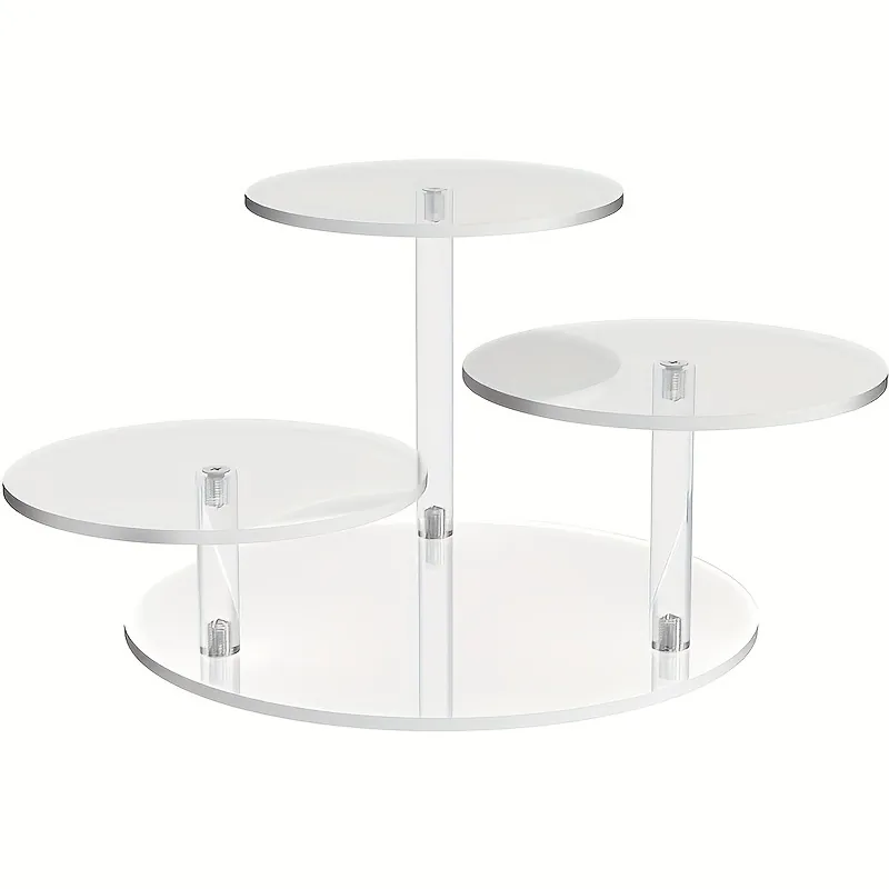 3-Tier Round Acrylic Display Stand Desktop Storage Riser Rack For Figures Cupcakes Jewelry Collectibles Modern Organizer
