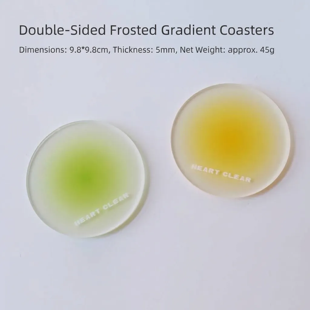 Minimalist Round Frosted Acrylic Coaster Transparent Gradient Heat Insulation Pad Coffee Desktop Decorative Cup Mat Home Cafe