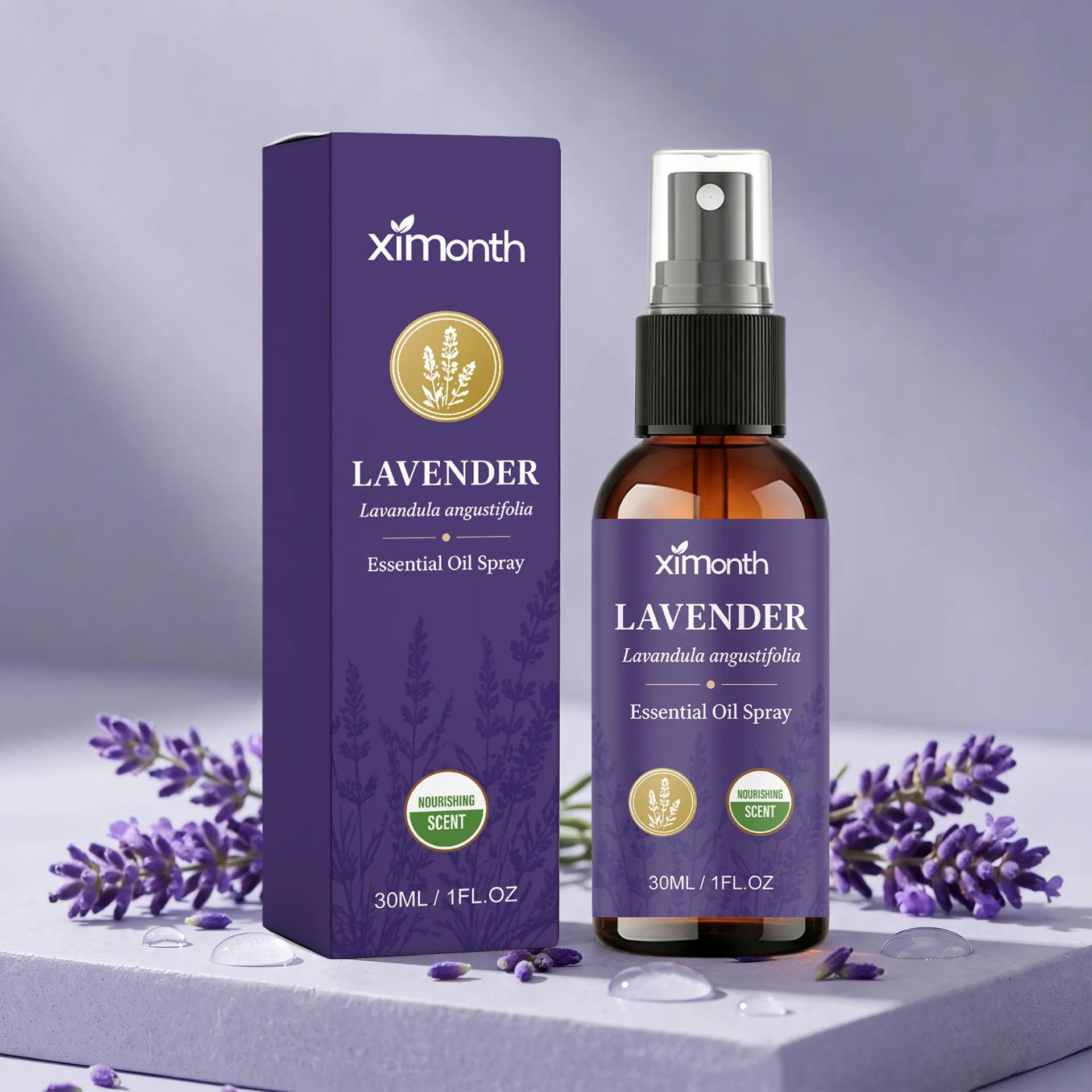 Spray de Aceite Esencial de Lavanda Fragancia Natural Aromaterapia Botella de Vidrio Ámbar Desodorante para el Hogar