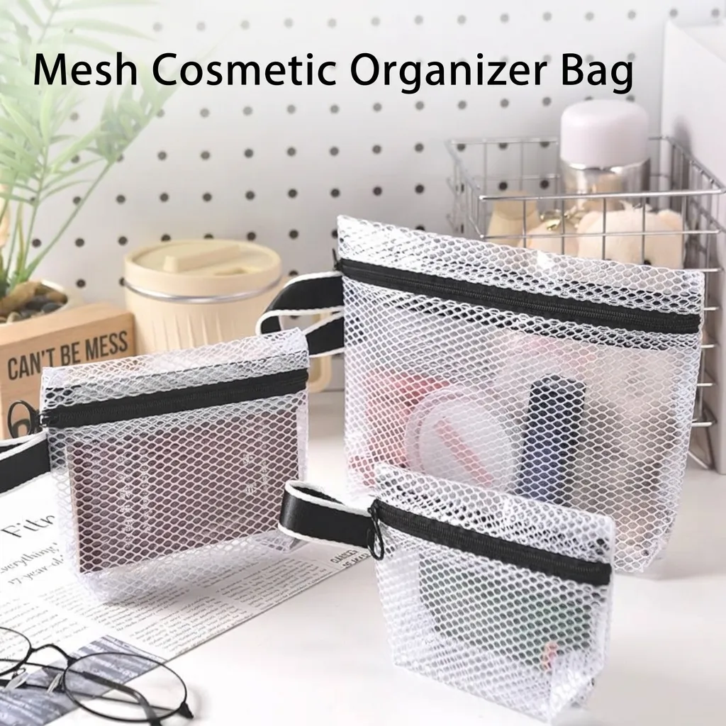 Tragbare Reise Mesh Kosmetiktasche Klar Verdickte Staubdichte Kulturbeutel Make Up Aufbewahrungstasche Mehrzweck Organizer Reißverschlusstasche