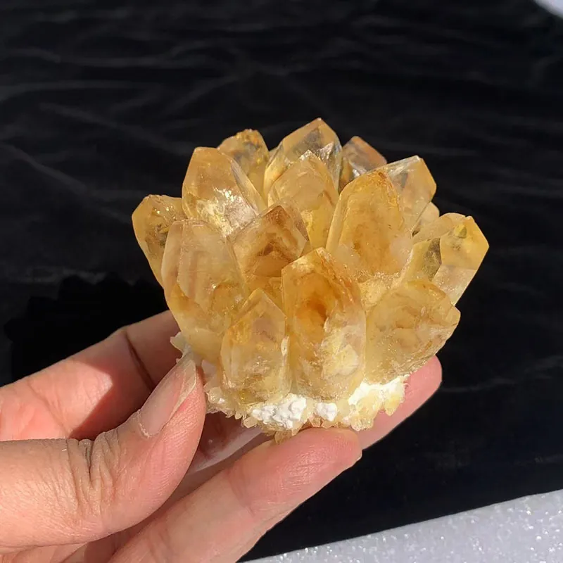 Cluster di Cristallo di Citrino Naturale Esemplare di Geode Grezzo Decorazione Casa Ufficio Con Base in Legno Pietra Curativa Ornamentale