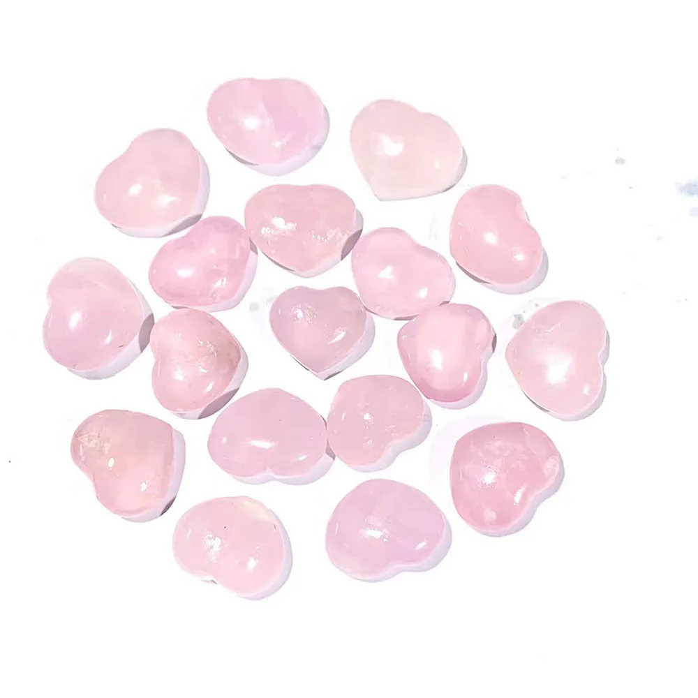 Pierre Naturelle en Forme de Cœur en Quartz Rose Cœur de Cristal Poli pour Décoration de Maison Cadeau