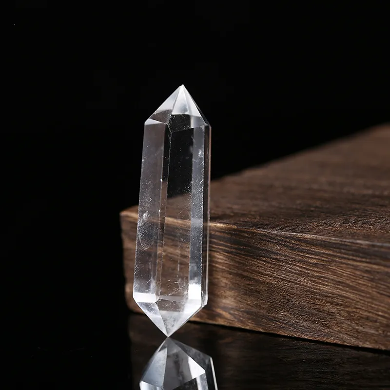 Natürlicher Bergkristall Doppelender Stab Hexagonal Kristallspitze Polierter Stein Heilung Haus Büro Deko Ornament
