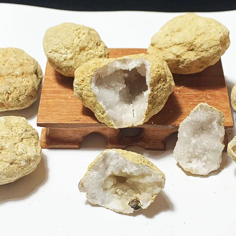 Natürliche Marokko Achat Kristall Geode Höhle Probe Miniatur Schatzschale Quarz Cluster Mineralsteine Wohnkultur Heilkristalle
