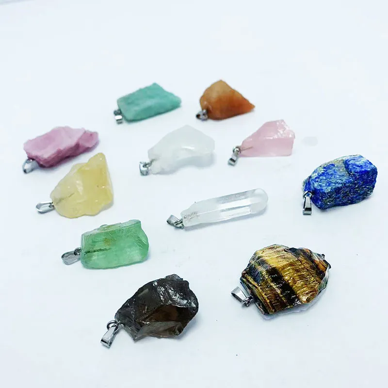 Naturkristall Rohstein Anhänger Unregelmäßiger Heilstein DIY Schmuckherstellung Zubehör Für Halskette Auto Hängen Unisex Schmuck