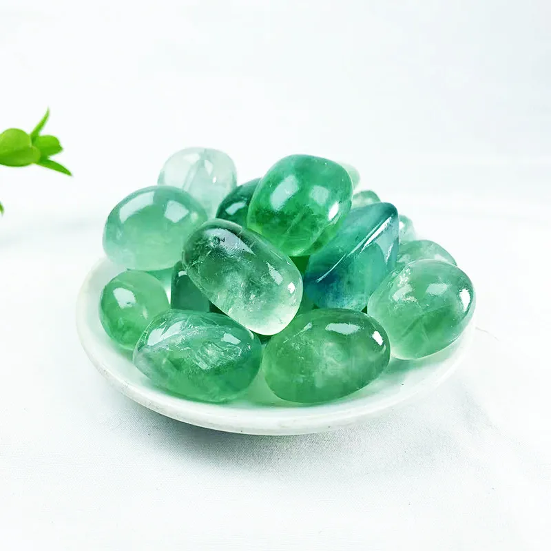 Natural Green Fluorite Tumble Stones Polished Mineral Specimen For DIY Jewelry Making Home Office Decor Display